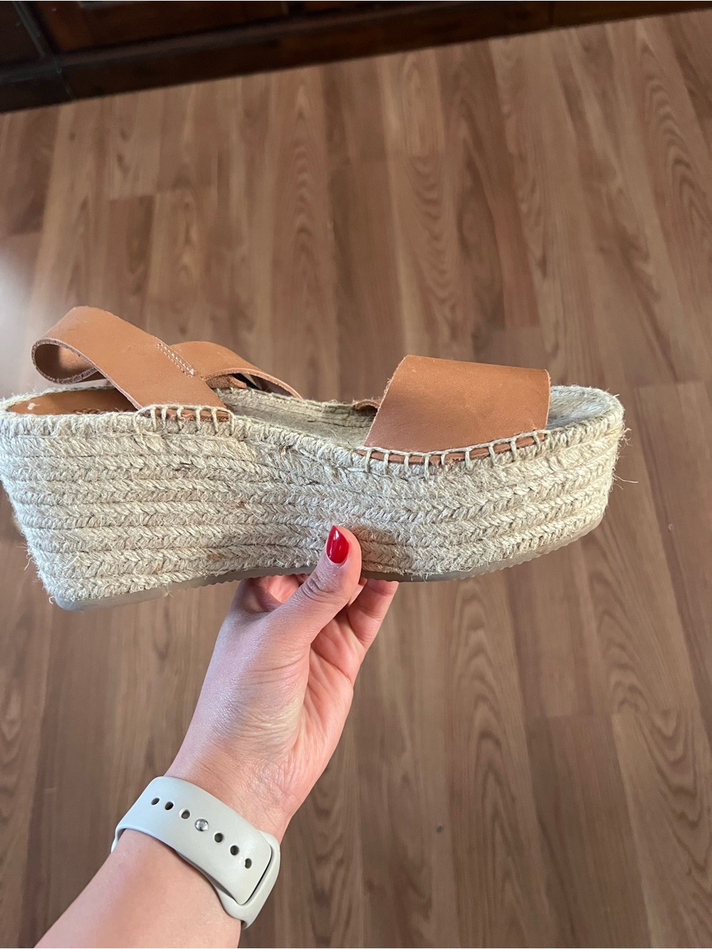 Soludos Tan Leather Espadrille Platform Sandals - Picture 3 of 4